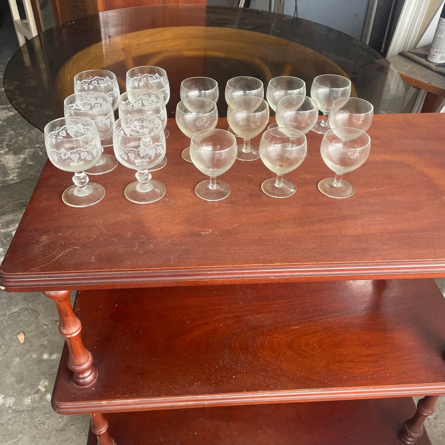 Etched Stemmed Glasses + Clear Glasses