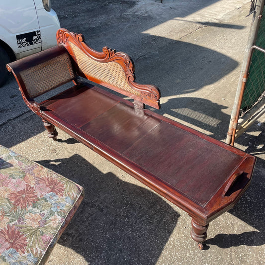 Floral Upholstered Wooden Chaise Lounge