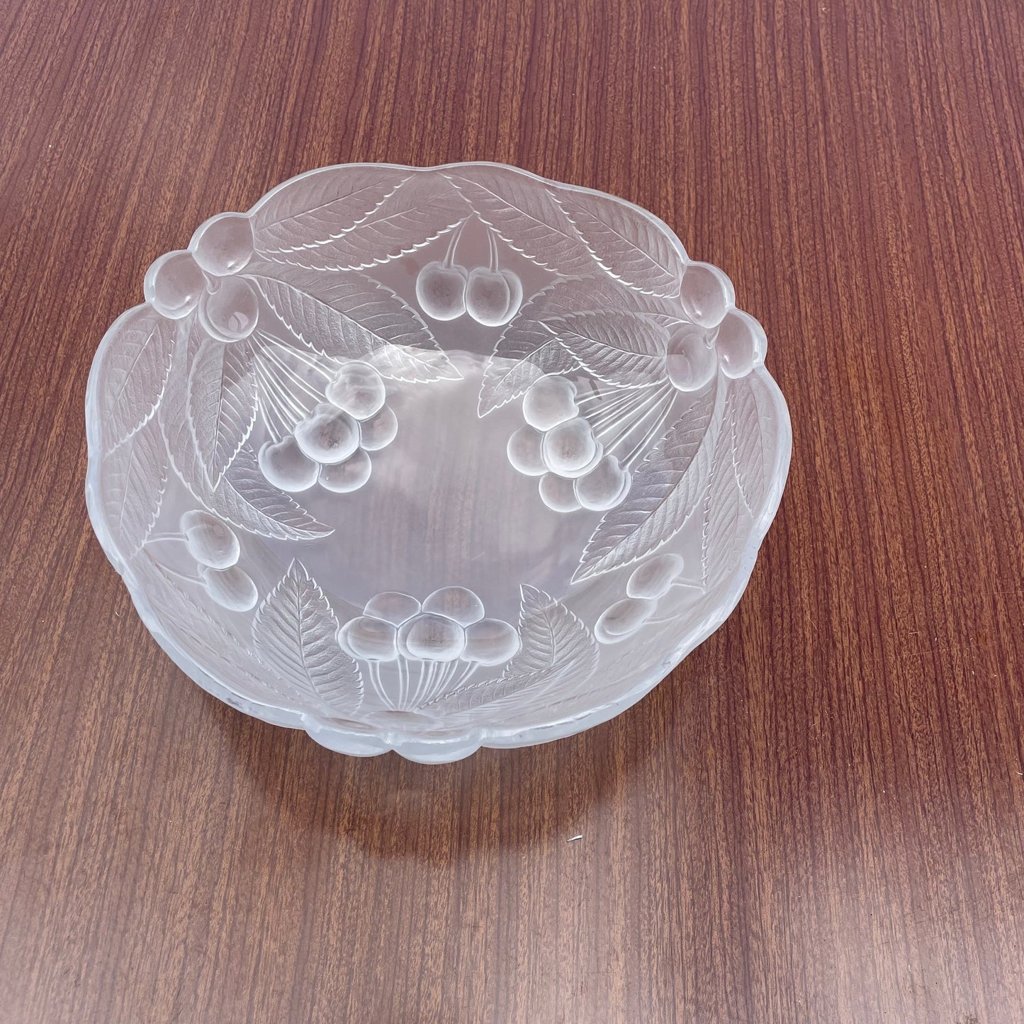 Frosted Glass Cherry Design Bowl