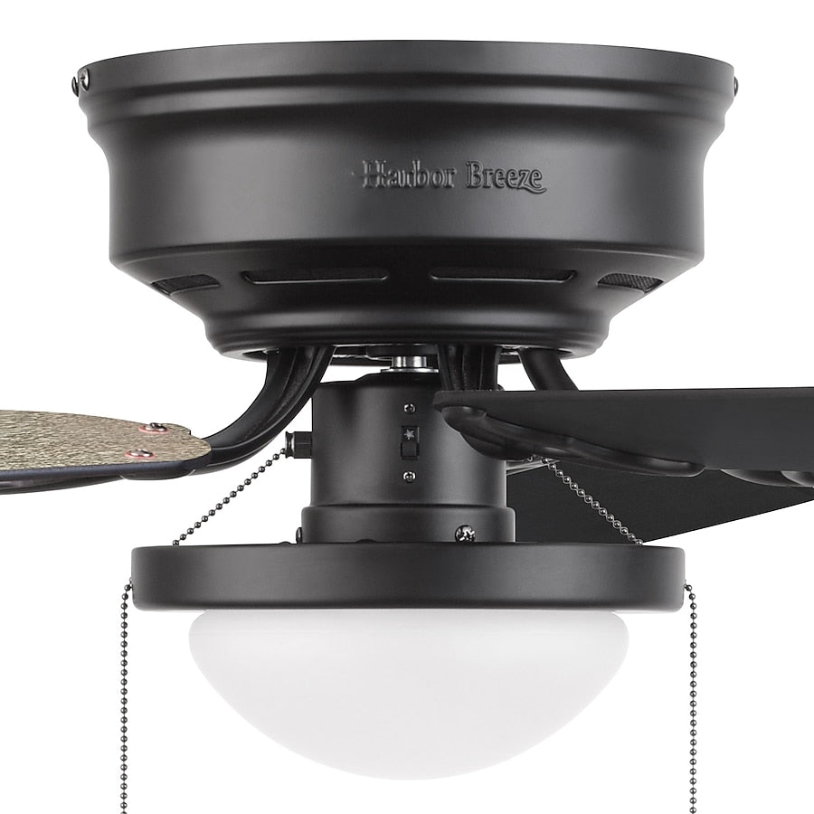 Harbor Breeze Armitage 52-in Matte Black Flush Mount Ceiling Fan with Black/Cocoa Reversible Blades