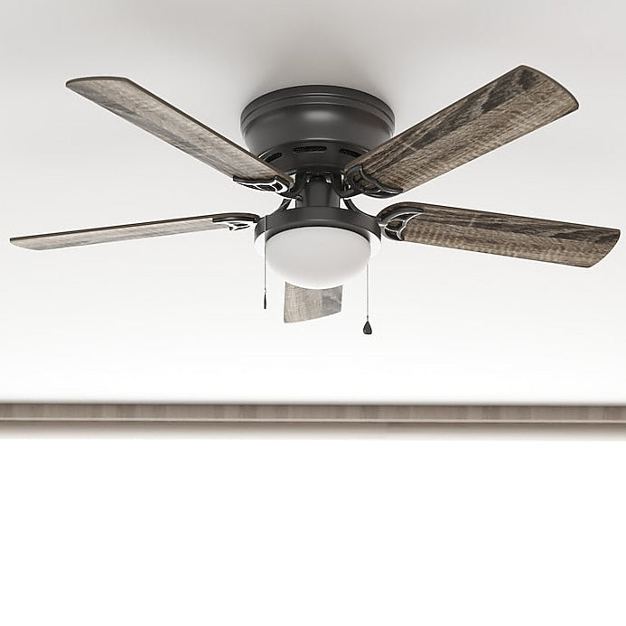 Harbor Breeze Armitage 52-in Matte Black Flush Mount Ceiling Fan with Black/Cocoa Reversible Blades