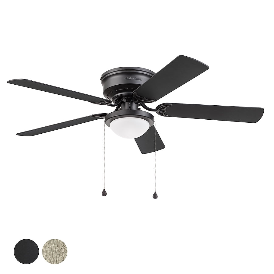 Harbor Breeze Sunport Easy2Hang 44-in Matte Black with Matte Blades LED Covered Outdoor Ceiling Fan