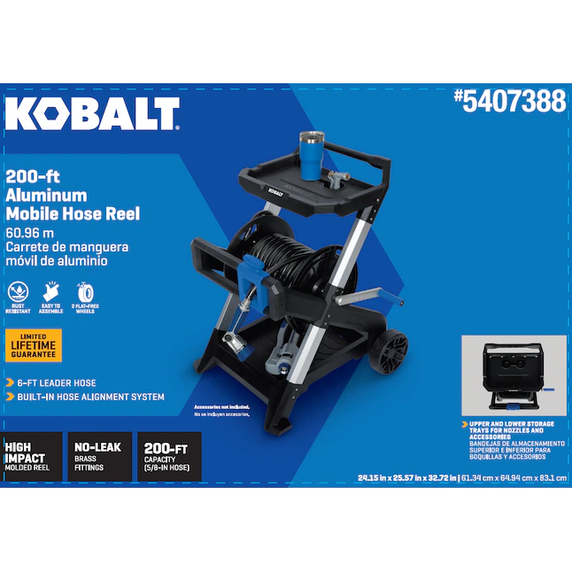 Kobalt Aluminum 200-ft Cart Hose Reel