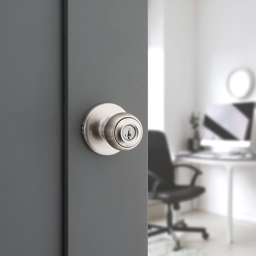 Kwikset Polo Satin Nickel Exterior Keyed Entry Door Knob
