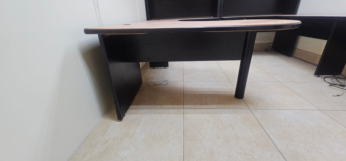 L-Shaped Office Workstations with Overhead Storage + Drawers