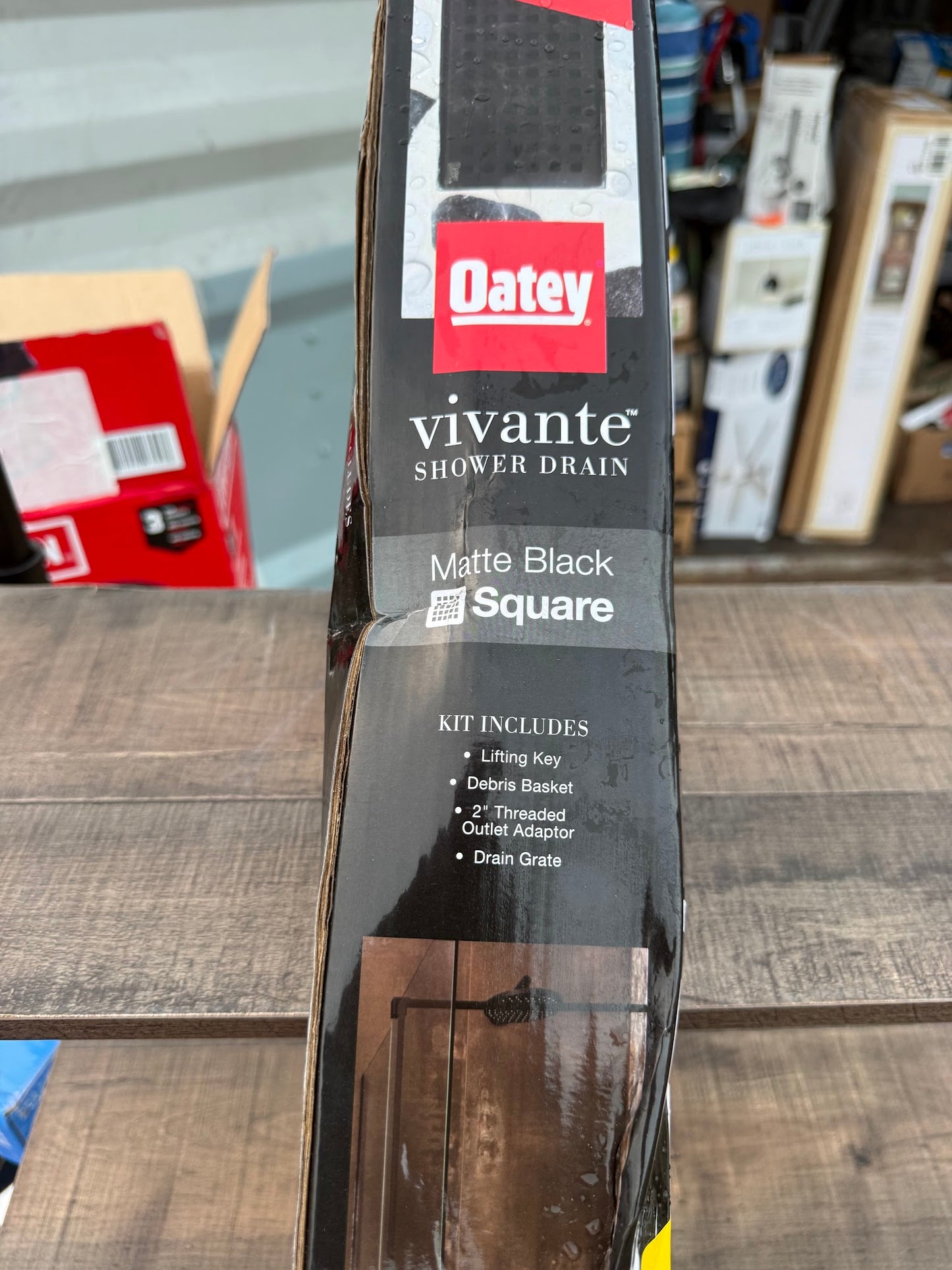 Oatey Vivante 24-in Matte Black Linear Shower Drain with Square Pattern