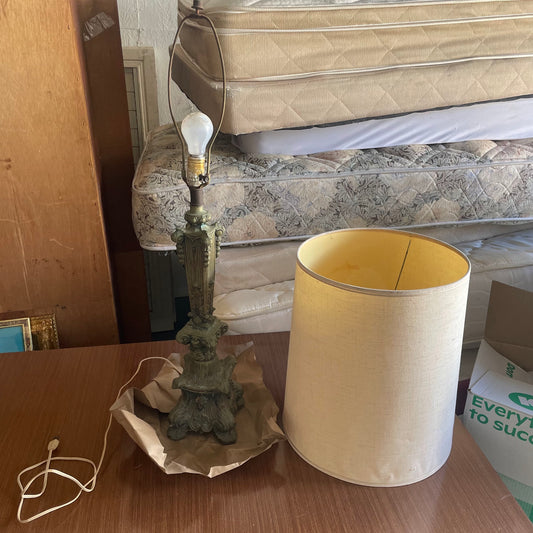 Ornate Vintage Table Lamp with Cream Shade