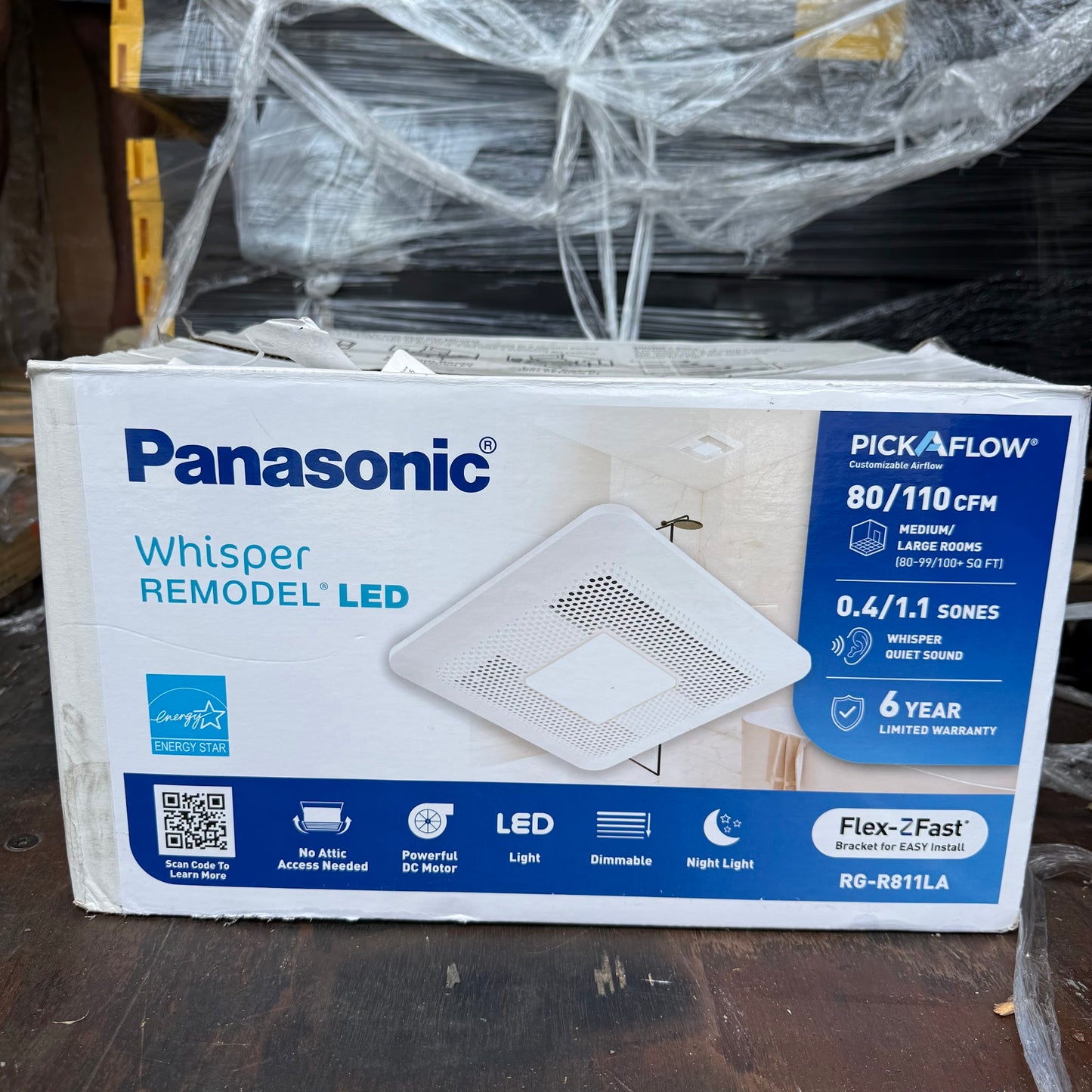 Panasonic WhisperRemodel DC 0.8-Sone 110-CFM White Lighted Bathroom Ventilator Fan (ENERGY STAR Certified)