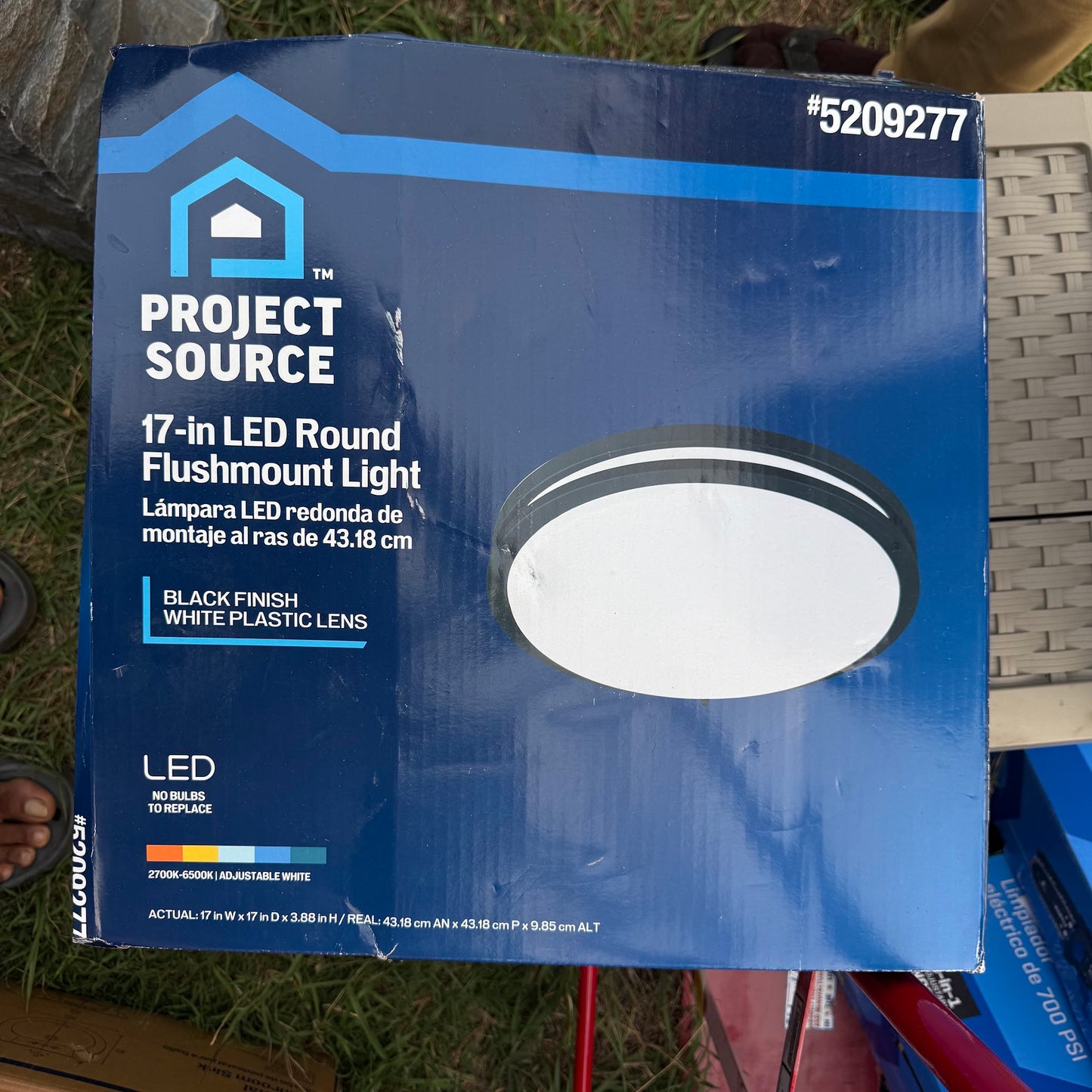 Project Source  17-in Matte black Indoor 1 - Light LED Tunable White Flush Mount Light with Plastic Shade
