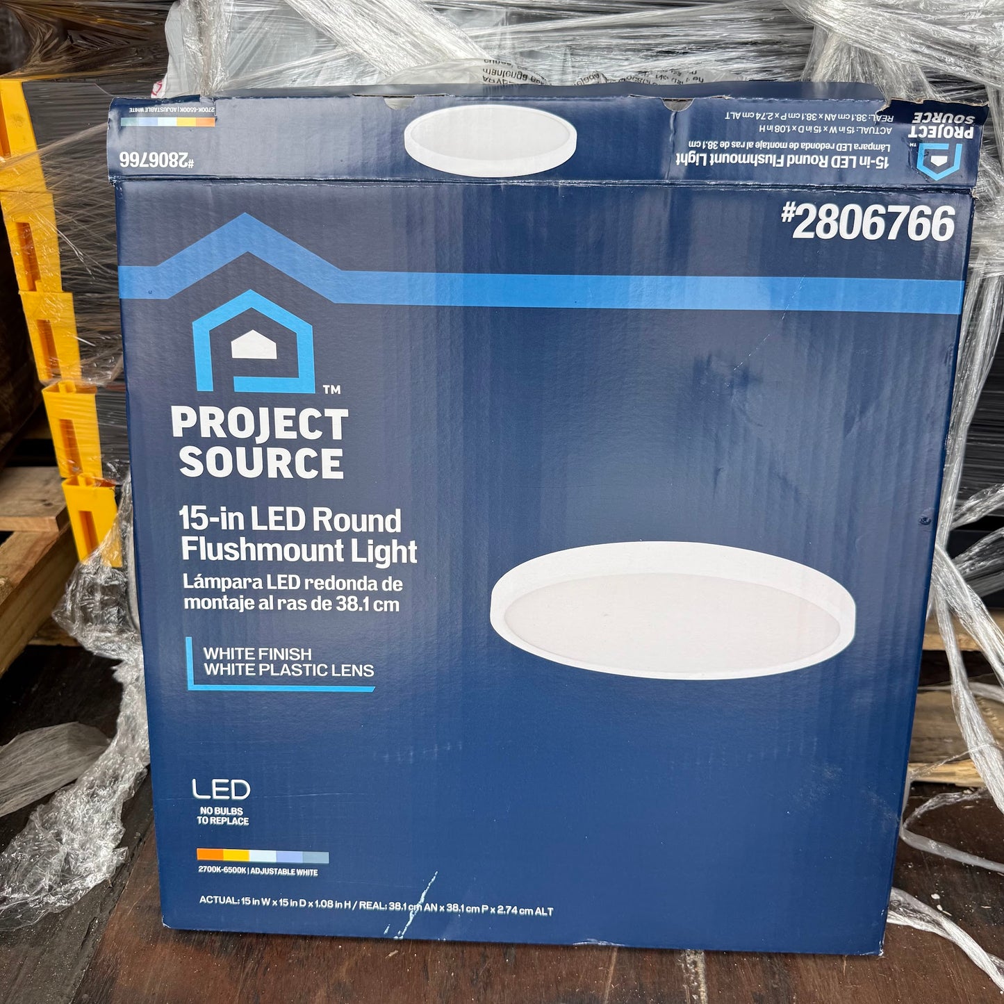 Project Source  17-in Matte black Indoor 1 - Light LED Tunable White Flush Mount Light with Plastic Shade