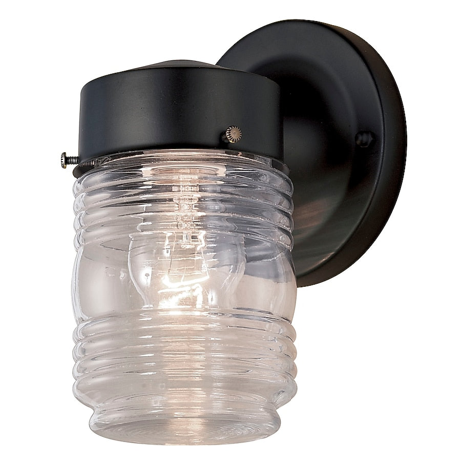 Project Source Rainford 1 Light 7.5-in H Gloss Black Hardwired Outdoor Wall Light