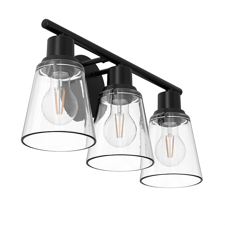 Project Source Reno 18-in 3 Light Matte Black Transitional Bathroom Vanity Light