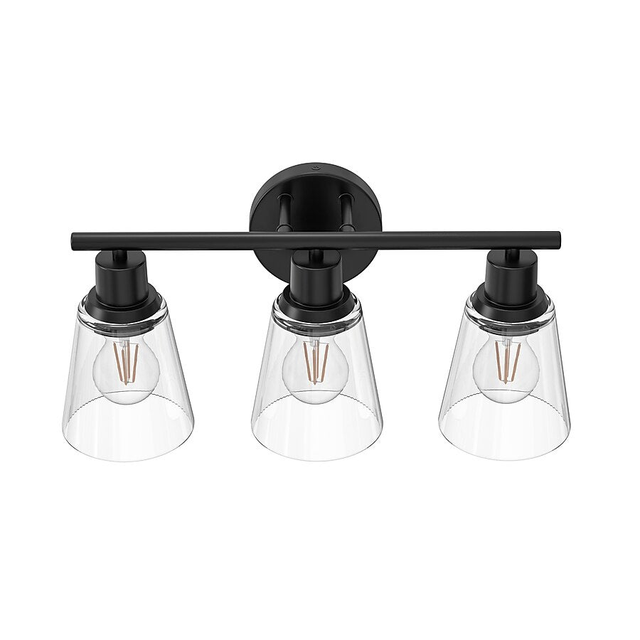 Project Source Reno 18-in 3 Light Matte Black Transitional Bathroom Vanity Light