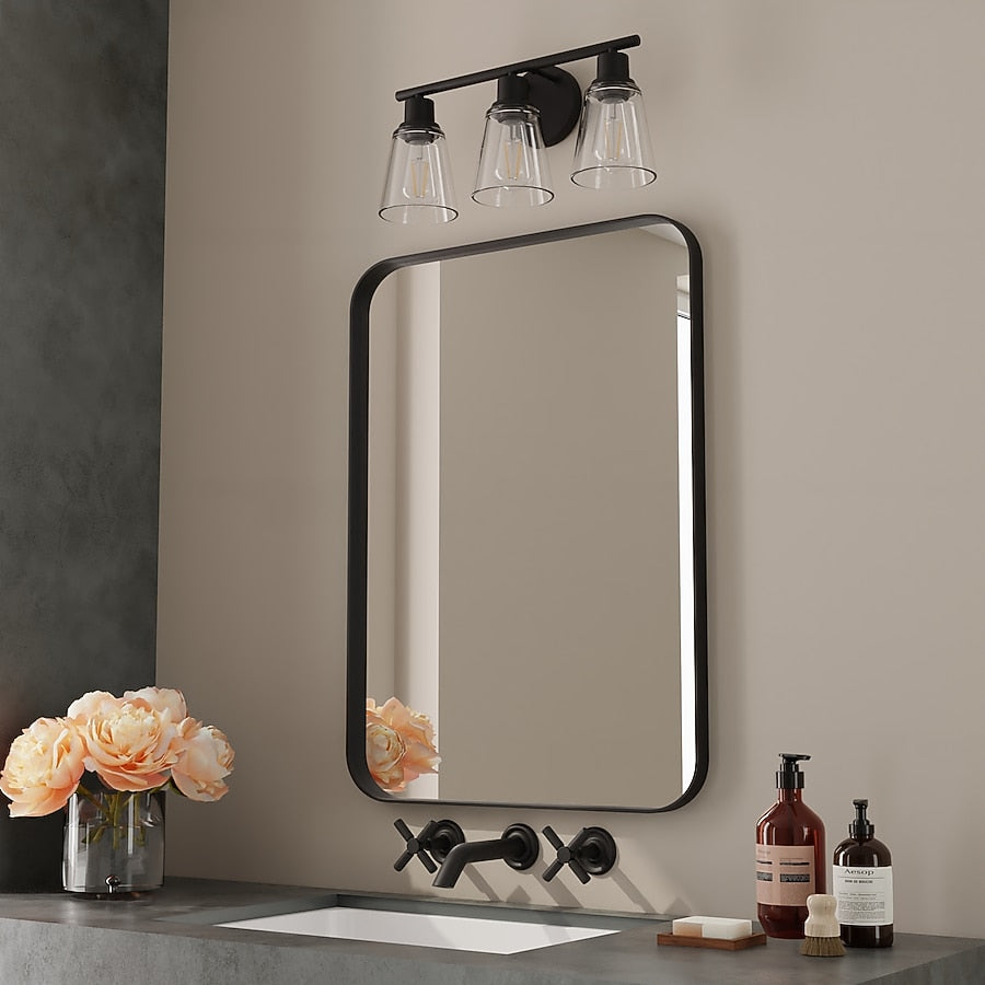 Project Source Reno 18-in 3 Light Matte Black Transitional Bathroom Vanity Light