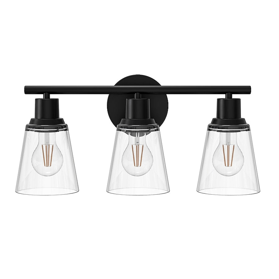 Project Source Reno 18-in 3 Light Matte Black Transitional Bathroom Vanity Light