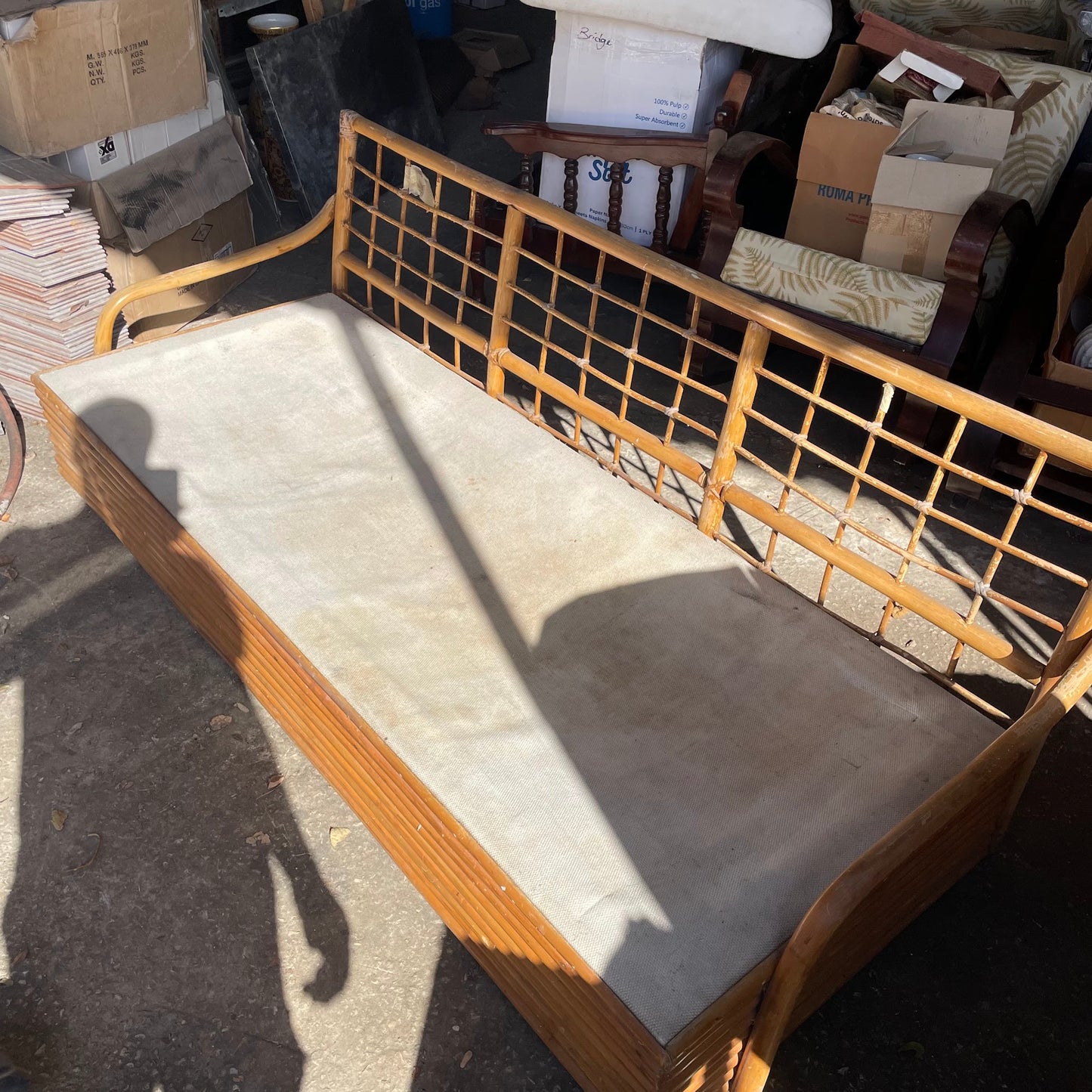 Rattan Daybed with White Cushion