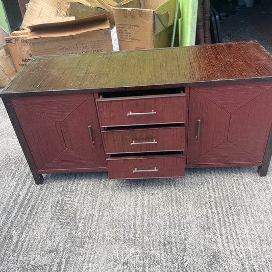 Red Wood Sideboard Cabinet with Drawers