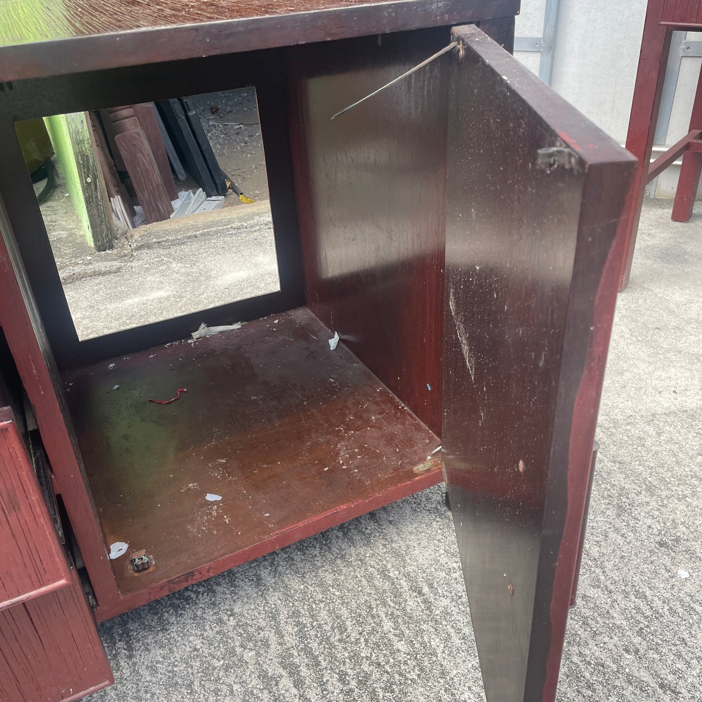 Red Wood Sideboard Cabinet with Drawers