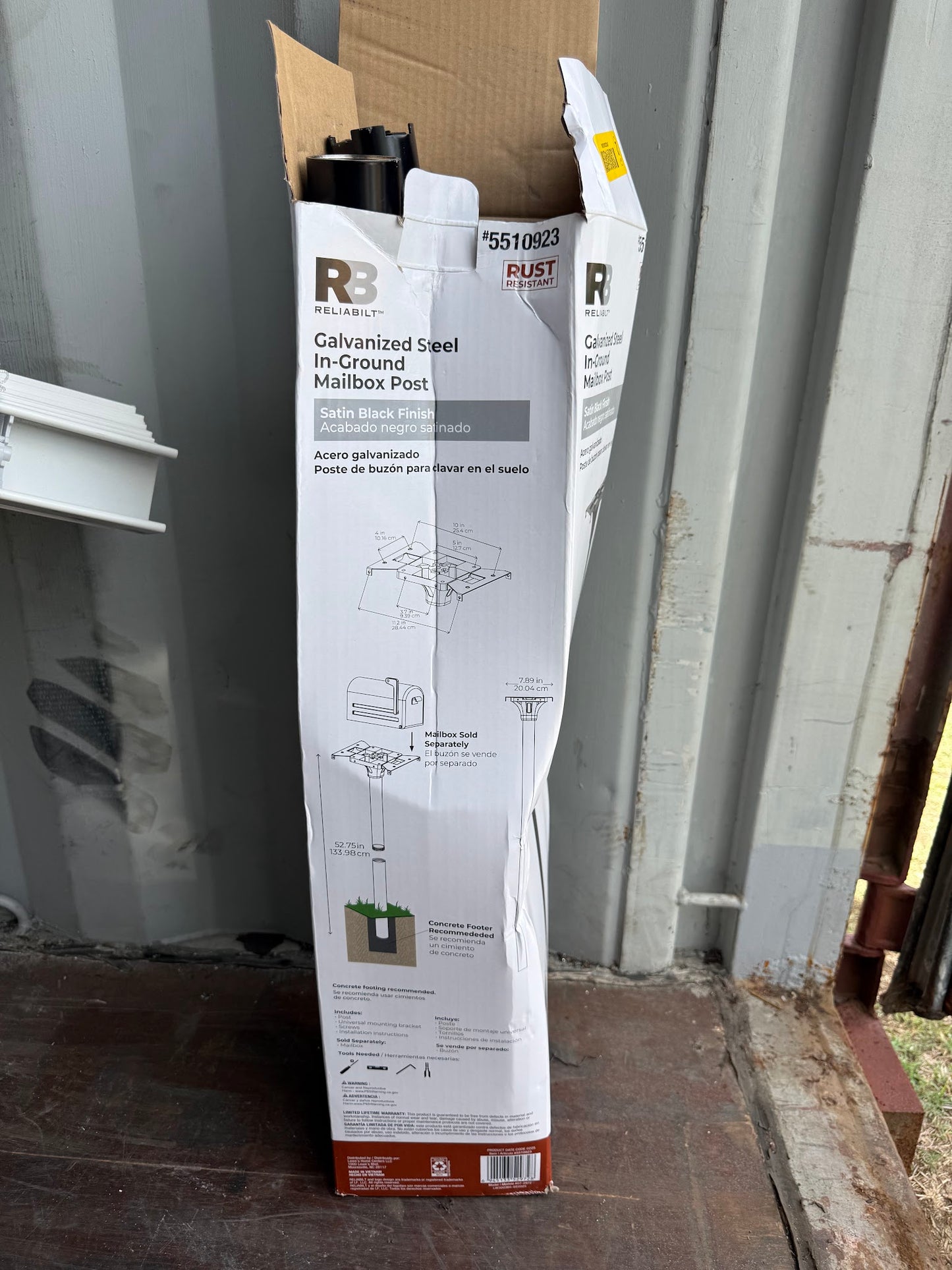 RELIABILT Black Steel Flat Mount Mailbox Post