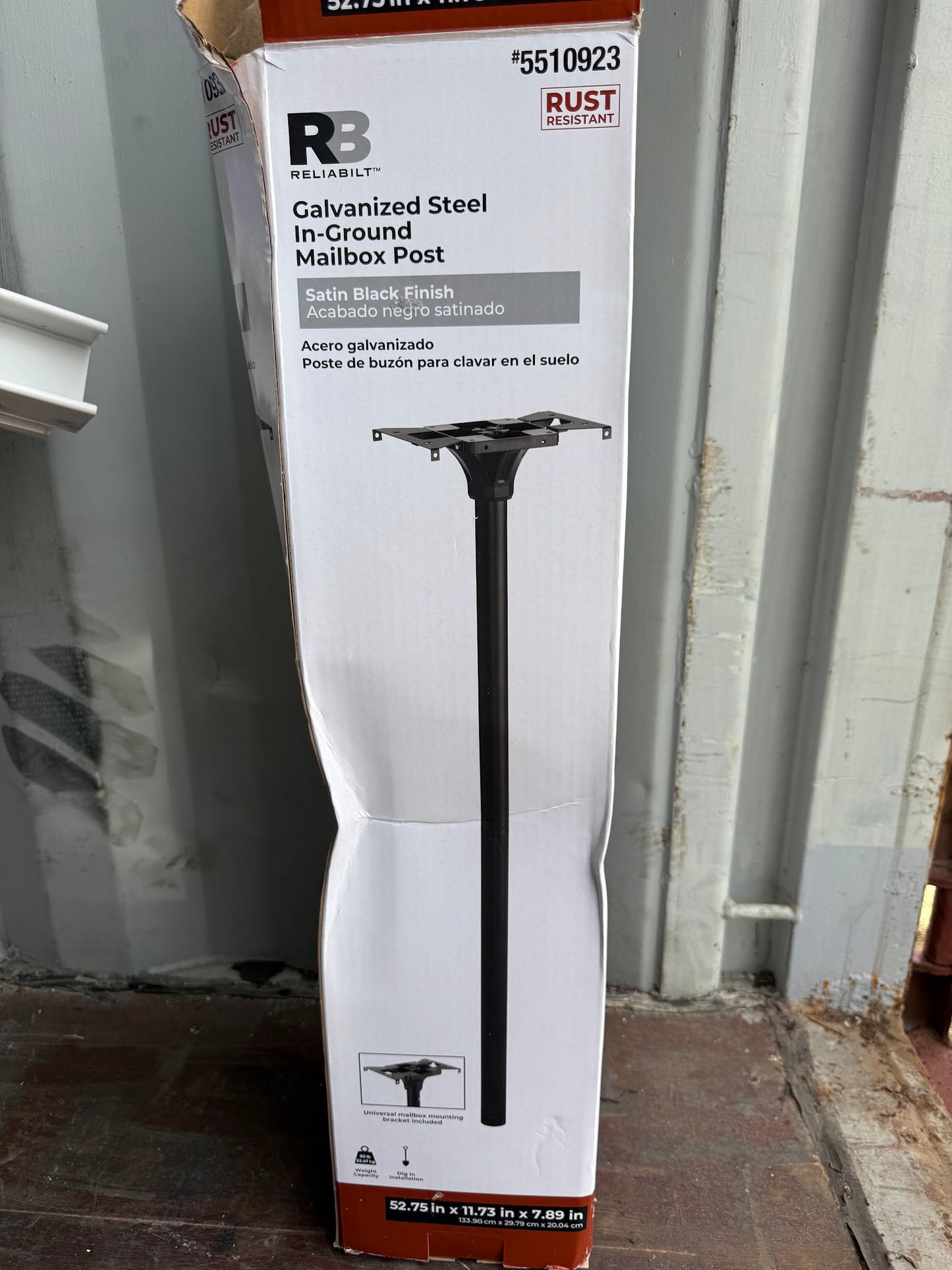 RELIABILT Black Steel Flat Mount Mailbox Post