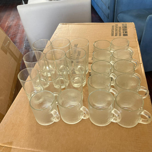 Ribbed Glass Mugs+ Glasses