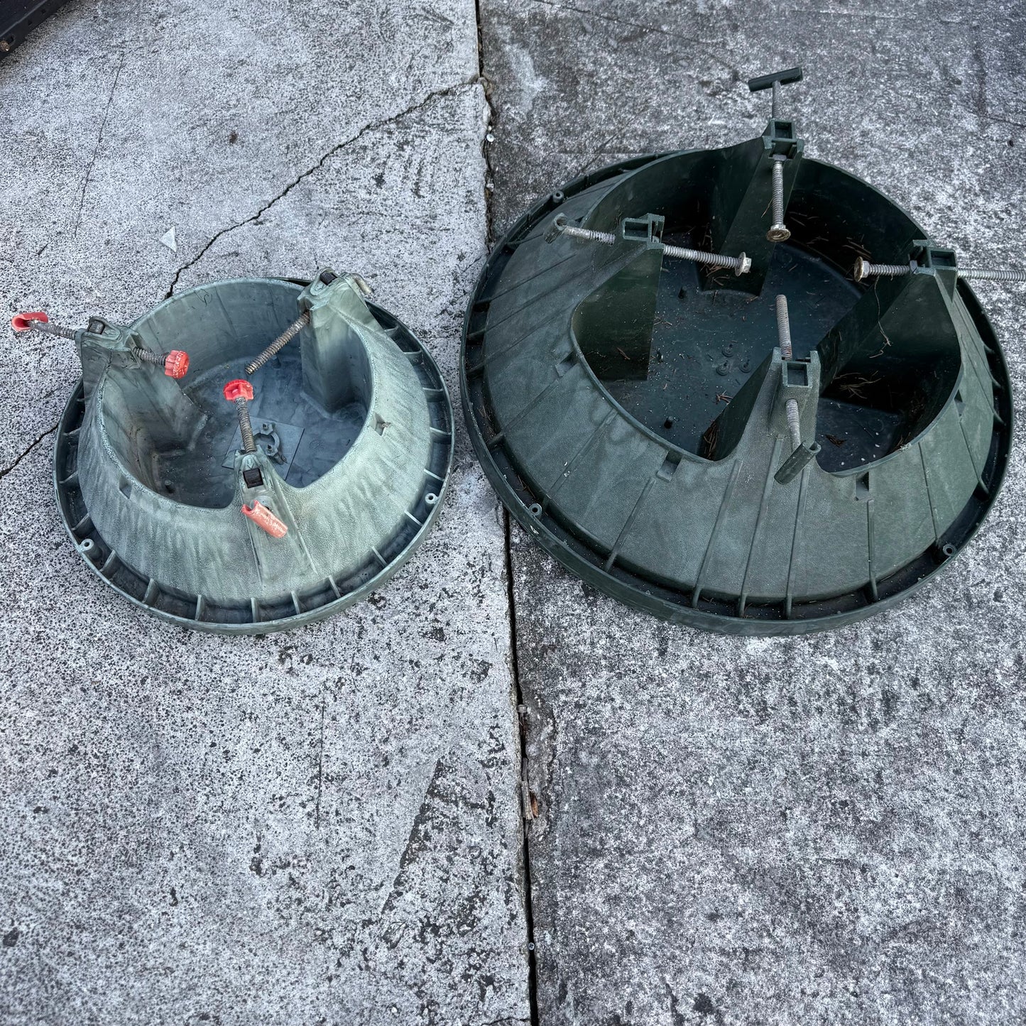 Small Green Christmas Tree Stand + Large Green Christmas Tree Stand