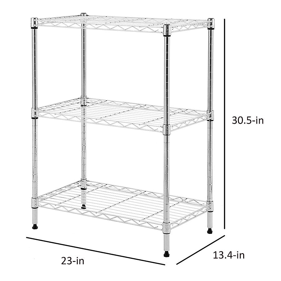 Style Selections 23-in W x 13.4-in D x 30.5-in H 3 -Tier Chrome Metal Wire Utility Shelving Unit
