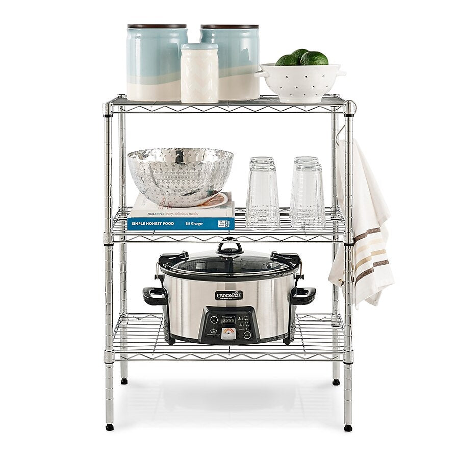Style Selections 23-in W x 13.4-in D x 30.5-in H 3 -Tier Chrome Metal Wire Utility Shelving Unit