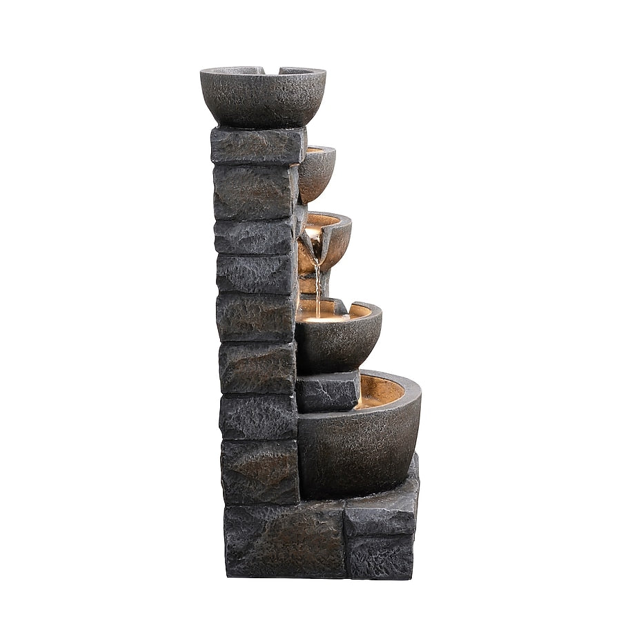 Style Selections 27-in H Resin Electric Powered Tiered Outdoor Fountain