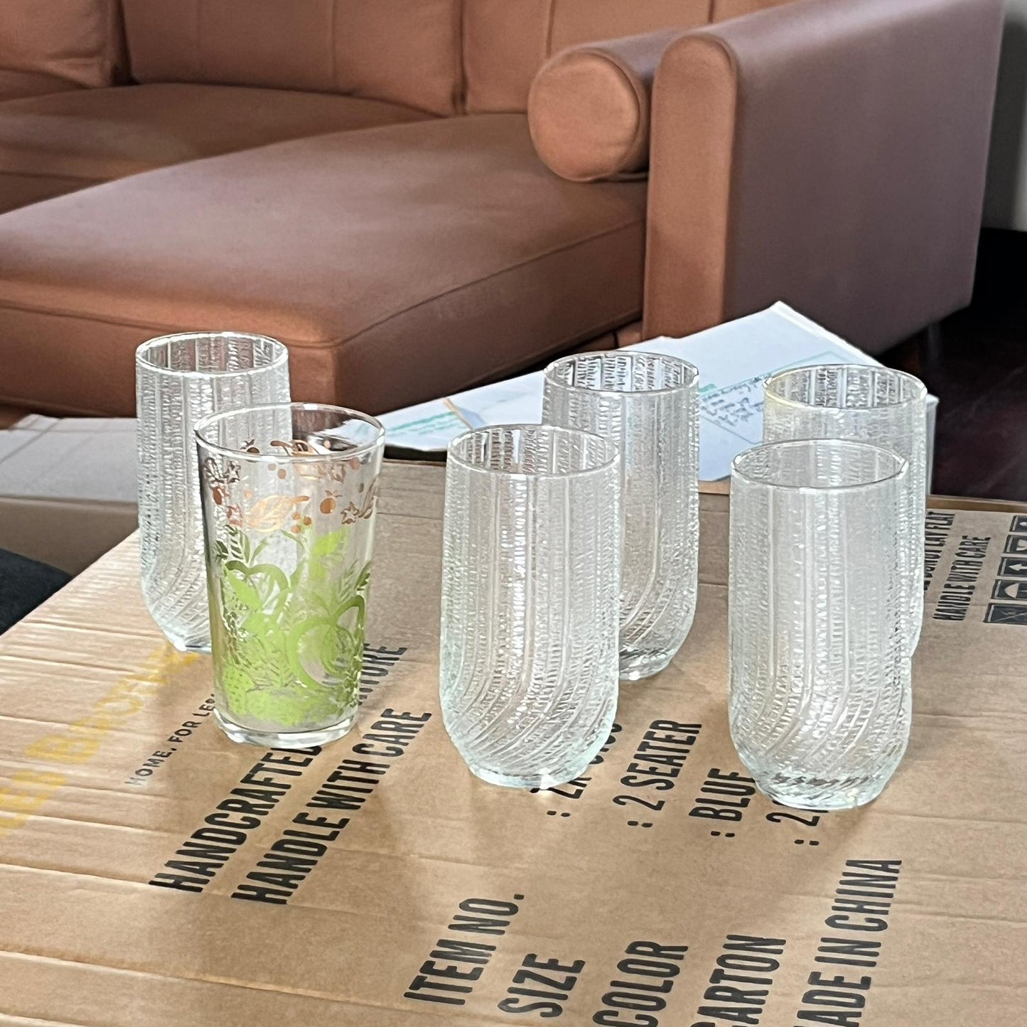 Textured Clear Drinking Glasses