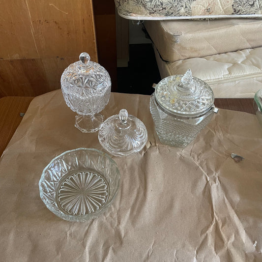 Vintage Glass Candy Dishes and Serving Bowl
