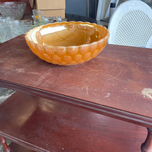 Vintage Marigold Carnival Glass Scalloped Bowl