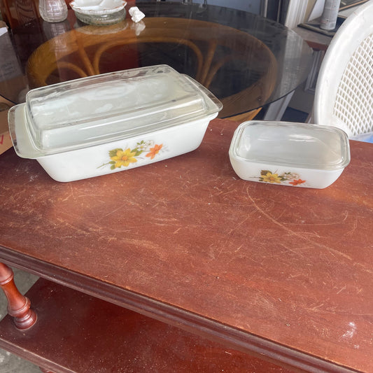 Vintage Pyrex Spring Blossom Casserole Dishes, Set of 2