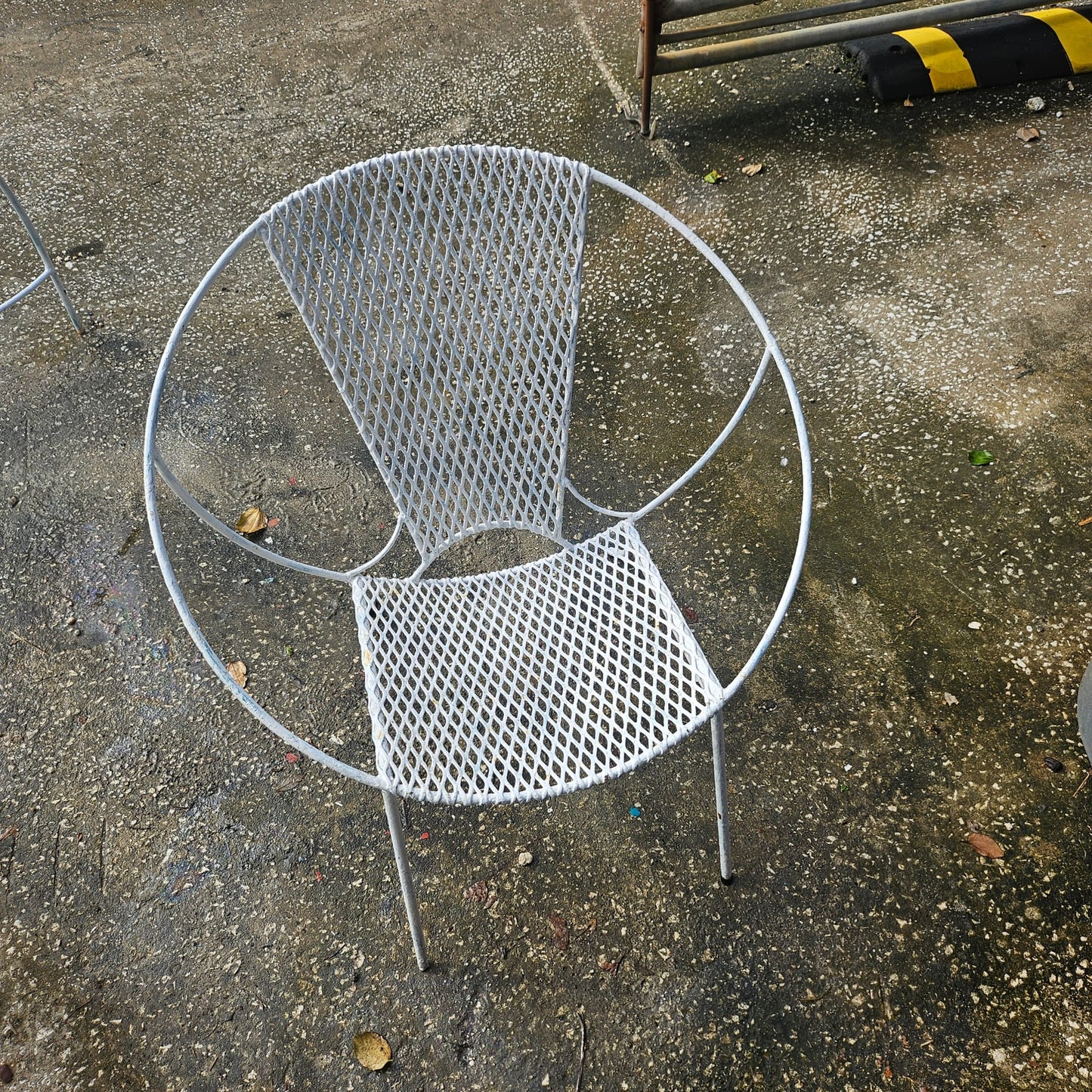 White Metal Mesh Patio Chair