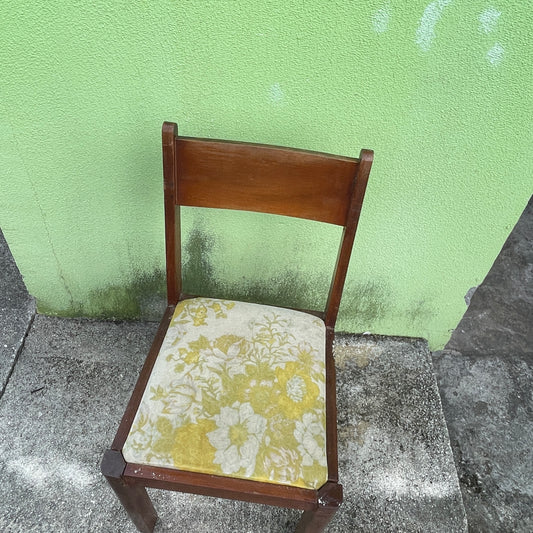 Wooden Chair with Floral Upholstery